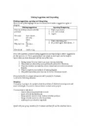 English Worksheet: Making suggestions and responding