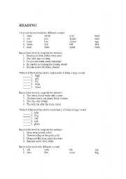 English Worksheet: LONG AND SHORT VOWEL SOUNDS