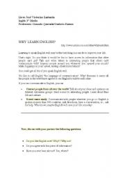 English Worksheet: Why learn english? handout.