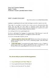 English worksheet: Why learn english? handout.