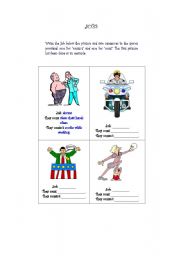 English Worksheet: Jobs-Must and Mustnt