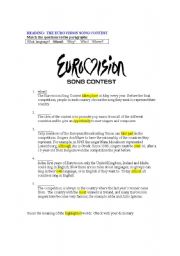English Worksheet: Reading: Eurovision Song Contest