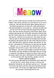 English Worksheet: cat story