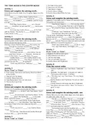 English Worksheet: town mouse-ountry mouse