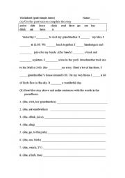 English worksheet: past simple tense