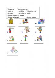 English worksheet: matching activity