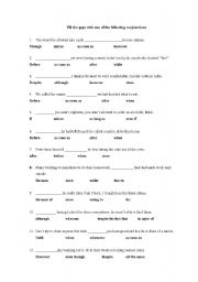 English Worksheet: fill the gaps exercise; multiple conjunctions