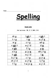 English worksheet: Spelling Lesson on the /IE/ (ICE) Sound