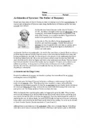 English worksheet: Archimedes of Syracuse Worksheet