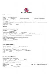 English Worksheet: Fill the blanks - basic vocabulary