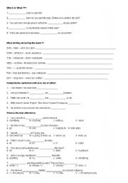 English worksheet: (GS2) Which or What - too, also or either - do, does - action verbs - nothing, something, some