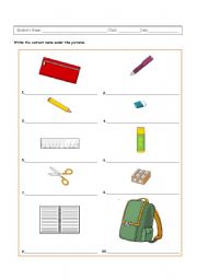 English Worksheet: School objects 