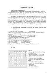 English Worksheet: food and drink, present simple and adverbs of frequency