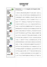 English Worksheet: Wordsearch-Verbs in Past Participle