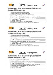 English Worksheet: Types of TV Programs