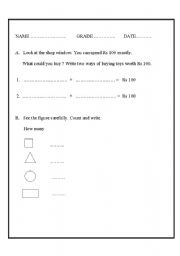 English Worksheet: maths worksheet for grade 2