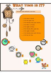 English Worksheet: WHAT TIME IS IT?