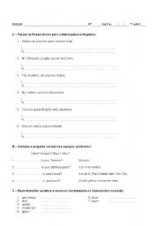 English worksheet: Verb can and can not