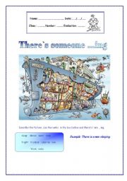 English Worksheet: There`s someone ...ing 