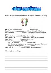 English Worksheet: -ed and -ing adjectives