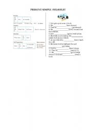 English Worksheet: Present simple for he/she/it pronouns