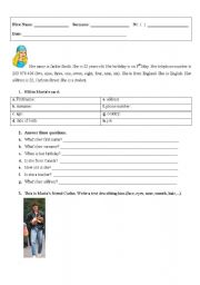 English worksheet: Personal Information / Describing people