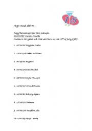 English worksheet: Age and Birthdays for Famous People