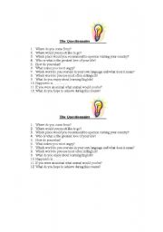 English worksheet: The Questionnaire