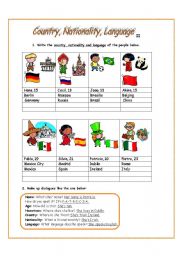 English Worksheet: Country, Language, Nationality 2