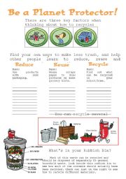 English Worksheet: Be a planet protector!