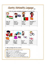 English Worksheet: Country, Nationality, Language 3