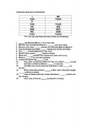 English worksheet: Pronouns and possessive adjectives