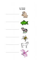 English worksheet: Animals