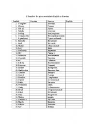 English worksheet: Translete the given words 