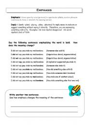 English Worksheet: Emphasis - Understanding Emphasis in Conversation