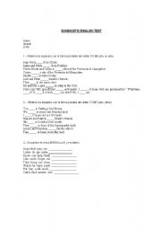 English worksheet: verb to be test