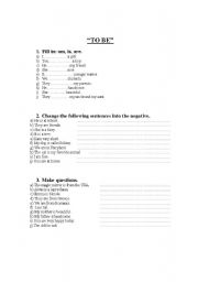English Worksheet: Revision To Be