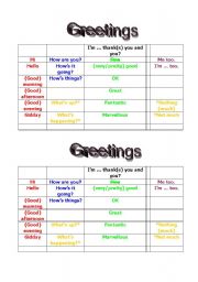 English worksheet: Greetings