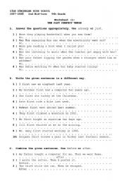 English Worksheet: THE PAST PERFECT TENSE