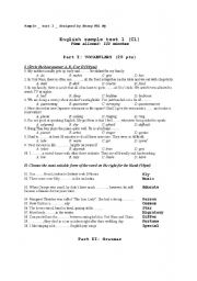 sample test for student at elementary level
