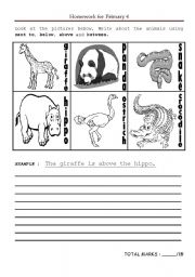 English Worksheet: Animals at the zoo