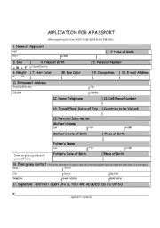 English Worksheet: Passport Application