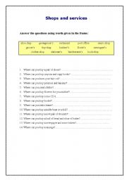 English worksheet: shops and services