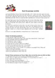 English Worksheet: The black horse hotel