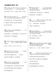 English worksheet: Grammar test 02   with answer keys