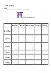 English worksheet: Food Journal                  