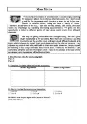 English Worksheet: Mass Media