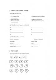 English worksheet: numbers and the alphabet