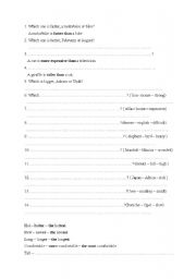 English Worksheet: comperatives superlatives