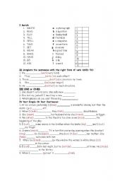 English worksheet: TEST on Past Simple and Continuous, one/ones, musical instruments, verbs...